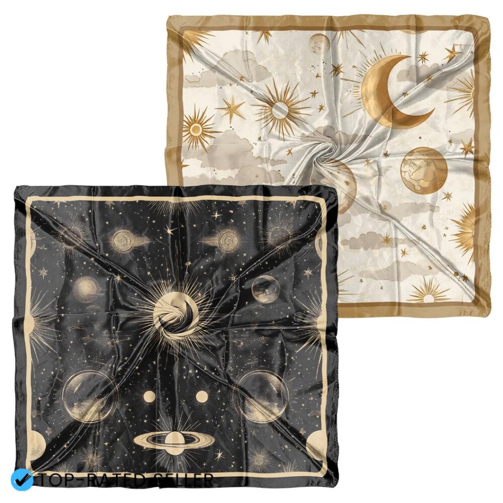 Silk Feeling Satin Scarf Set Elegant Y2K Chic Hair Wrap Bandana Accessory